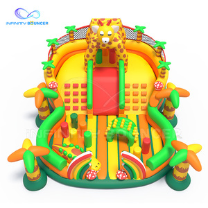 Nouvelle arrivée Jungle thème série commerciale extérieure enfants et adultes aire de jeux obstacle gonflable Combo toboggan château plein d'entrain - Product Image 6