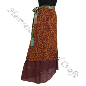 กระโปรงผ้าไหมส่าหรีวิเศษสไตล์โบโฮมีหลายสีสไตล์ฤดูร้อนสวมใส่สบายสไตล์ฮิปปี้แฟชั่น - Product Image 3