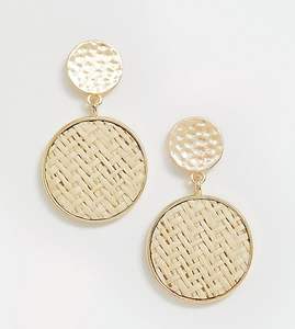 Boucles d'oreilles en rotin faites à la main, tissées naturellement, légères, bijoux de mode - Product Image 1