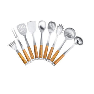 Utensilios de cocina de Metal para Hotel, juego de servir comida, cubiertos de restaurante, cubiertos de mesa, utensilios de servidor de acero inoxidable, mango de madera - Product Image 2