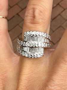 Bague de fiançailles et de mariage éternité de haute qualité, en or massif 14 carats, avec diamants naturels taille baguette, multi-bandes, best-seller 2026 - Product Image 5