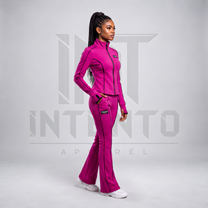 Ensemble de survêtement pour femmes, coupe ample, veste zippée et pantalon large, logo sur le devant, vêtements de sport - Product Image 3