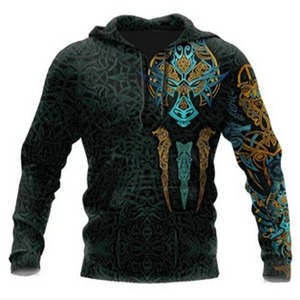 Men's New Oversized Vintage Pullover <b>Hoodie</b> 3D <b>Viking</b> Harajuku Print Long Fall Sleeve Knitted Sweatshirt - Product Image 3
