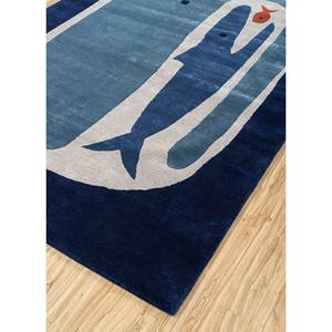 Alfombra de Lana y Viscosa Azul Confeti, Tejida a Mano, Estilo Clásico, 9x12, Tejido Plano, para Sala de Estar, Hogar y Pasillo - Product Image 2