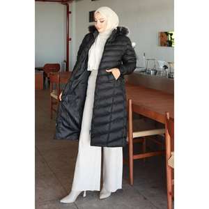 Chaqueta Inflable Negra con Capucha 6155, Gabardina Larga - Product Image 3