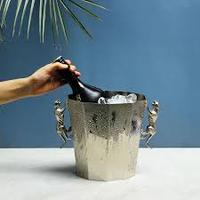 Seau à glace à champagne doré avec poignée décorative panthère en laiton pour la maison et les fêtes Refroidisseurs à vin en métal Baignoire à champagne