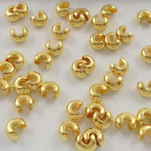 Cubiertas de crimpado de 5 mm para la fabricación de joyas, chapadas en oro, plata, oro rosa y negro - Product Image 1
