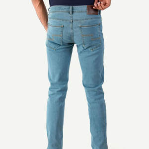 Vente en gros de jeans droits décontractés légers pour hommes, sur mesure, taille mi-haute, respirants, séchage rapide, en tissu de coton, faible MOQ - Product Image 3