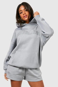 Sweat à capuche bleu clair à épaules tombantes pour femmes, sweat à capuche appliqué en tissu surdimensionné, sweat à capuche anti-rides et respirant pour femmes - Product Image 6