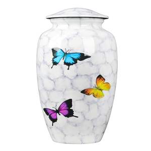 Urnas Metálicas para Cremación, Urna Funeraria de Primera Calidad en Color Blanco Perla, Urna Conmemorativa de Latón Hecha a Mano para Cenizas Humanas - Product Image 1