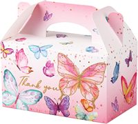 Boîte d'emballage pliable écologique et recyclable en relief motif papillon pour cadeaux de fête d'anniversaire d'enfant, de baby shower, sachets de bonbons et de sucre