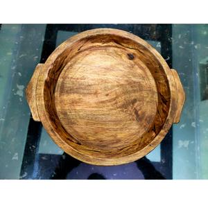 Bol rond en bois naturel 3 en 1 personnalisable, plateau à collation, plats de luxe pour servir à la maison, à l'hôtel ou au restaurant - Product Image 4