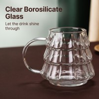 Mug en verre borosilicate de 400 ml en forme de sapin de Noël avec poignée pour café et lait, tasse de Noël transparente avec logo personnalisé