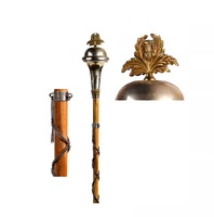 Drum Major Customized Ceremonial Mace with Stainless Steel Malacca Cane 54''/62'' Gold Plated Head Embossed Design Carrying Bag