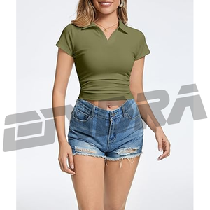 New Collection 2026 <b>Olive</b> <b>Green</b> Short Crop Women's Casual <b>T</b>-<b>shirt</b> Breathable Eco-friendly 100% Cotton Soft Fabric Stylish Modern - Product Image 4