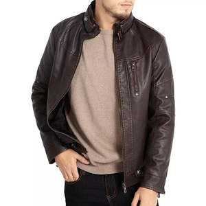 Chaqueta de Cuero Genuino para Hombre, Diseño Personalizado, Cuello Alto, Logotipo Frontal Personalizado, Color y Logotipo Personalizados, Estilo Motociclista y de Motocicleta Transpirable para Invierno - Product Image 5
