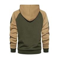 Hoodie ritsleting pria, Sweatshirt lengan panjang blok warna, atasan kasual dengan kantong