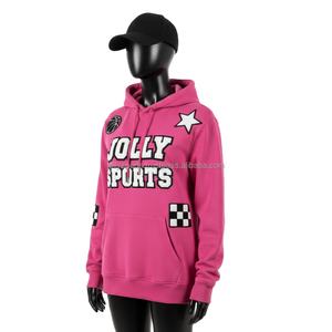 <b>Women</b> Pullover Hoodie 320GSM Cozy Fleece Fabric Vibrant <b>Pink</b> Custom Chenille Logo Patches Sports Style <b>women's</b> basics <b>Hoodies</b> - Product Image 4