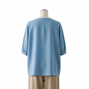 Blouses d'été en lin et coton écologiques, tissu doux, respirant et léger, tenue décontractée, vêtements pour femmes, vente en gros - Product Image 3