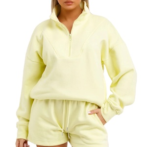 Custom Logo Women's Two-Piece Hoodie and Sweatpants Jogger Set 100% Cotton Fleece Quick Dry Lace Streetwear Winter - Product Image 1