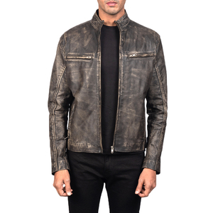 Chaqueta de Cuero para Hombre, Estilo Urbano, Cuello Alto, Diseño Personalizado, Cierre de Cremallera, Cuero Vacuno Genuino, Impermeable y Resistente al Viento - Product Image 4