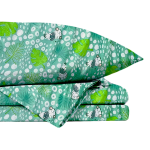 Ensemble de literie pour enfants Safari 4 pièces : 1 drap-housse, 1 drap plat, 2 taies d'oreiller - Product Image 1