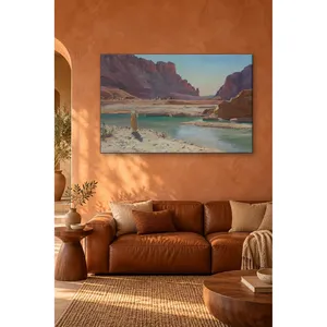 Impression sur toile de la rivière et de la caravane de Fida Girardet dans un canyon désertique - Product Image 5