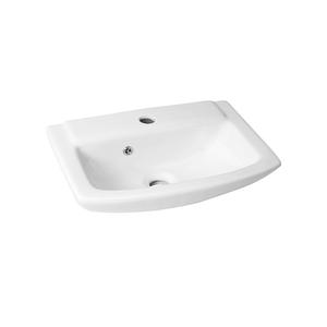 KING Brand Modern Design Square Ceramic White Wash Basin Floor Mounted Pedestal <b>Bathroom</b> <b>Sink</b> with Lever Handle Smooth Surface - Product Image 1