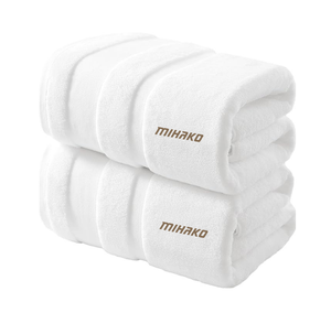 Ensemble de serviettes de bain en coton blanc de luxe 2 pièces Ultra doux Séchage rapide Terry Très absorbant avec broderie personnalisée pour spa à domicile - Product Image 1