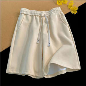 Pantalones cortos informales cómodos de algodón 100% para hombre, cintura elástica sólida, de punto transpirable, tendencia deportiva versátil de media oscuridad - Product Image 4