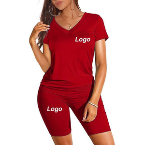 Conjunto Deportivo Casual para Mujer, Camiseta de Manga Corta con Estampado y Pantalones Cortos hasta la Rodilla, Cómodos y Elegantes, de Punto de Spandex/Poliéster - Product Image 5