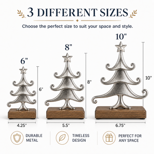 Figurine d'arbre de Noël en métal artisanal avec base en bois, décoration de table moderne pour les fêtes, pour le salon, la maison, l'hôtel - Product Image 4