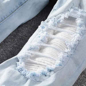 Gran oferta 2025, pantalones vaqueros elásticos informales para hombre, pantalones vaqueros ajustados de talla grande rasgados con múltiples bolsillos laterales, pantalones vaqueros para hombre - Product Image 4