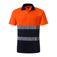 Camiseta Polo de Alta Visibilidad Naranja y Negra de Manga Larga, Reflectante, Transpirable, Resistente al Viento, Certificada CE, Unisex, Ropa de Trabajo de Poliéster
