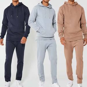 Ensemble pantalons de survêtement et sweat à capuche en coton éponge épais personnalisé Survêtements unis et lourds pour hommes - Product Image 1