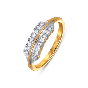 Elegant Round Diamond Cluster <b>Ring</b> <b>Crafted</b> in 14K Yellow and White Gold with a Delicate Leaf Motif - Product Image 1
