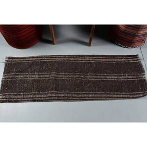 Alfombra rústica de lana a rayas marrón Beige 1,6X4,4 pies Patchwork para el hogar Sala de estar Rectángulo Diseño de pasillo Técnica de tejido de látex - Product Image 3