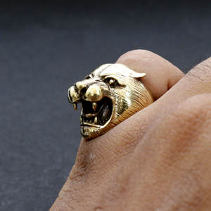 Bague léopard plaqué or 18 carats vintage pour femmes réglable en laiton personnalisé bijoux lunette réglage à la mode fiançailles fête porter - Product Image 1