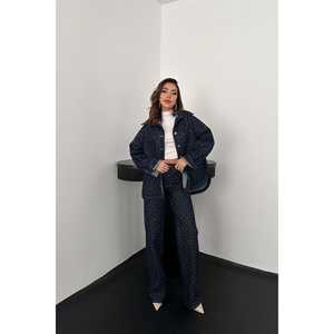 Conjunto de Camisa y Pantalones de Mezclilla con Pedrería Azul para Mujer, Accesorio de Moda al por Mayor - Product Image 3