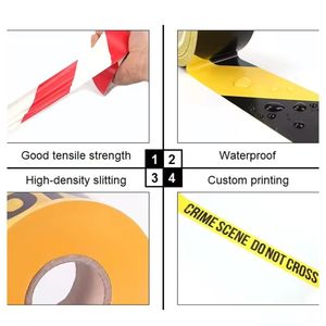 Cinta de advertencia de peligro roja de 75 mm x 300 m, no adhesiva, impermeable, de alta visibilidad, para obras de construcción - Product Image 3
