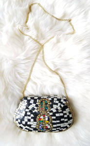 Bolso de mano verde mosaico hecho a mano, bolso de mano, regalo de Acción de Gracias, Chip Stone Metal Sling, monedero verdadero de LUXURY CRAFTS - Product Image 2