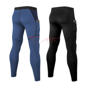 Leggings de sport à taille élastique pour hommes, pantalons de compression à haute élasticité pour la course et la salle de sport, vente en gros, confortables - Product Image 2