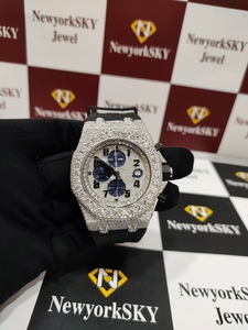 Montre Hip Hop Moissanite de luxe de haute qualité 41 MM boîtier rond glacé personnalisé testeur de diamant VVS passer le prix du bracelet en acier inoxydable - Product Image 2