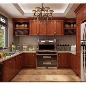 ตู้ครัวไม้สไตล์อเมริกันเฟอร์นิเจอร์ห้องครัวพร้อมเกาะดีไซน์ใหม่ - Product Image 2