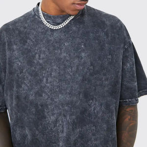 Camiseta vintage lavada con ácido de cuello redondo de algodón 100% de alta calidad para hombres logotipo personalizado transpirable al por mayor - Product Image 3