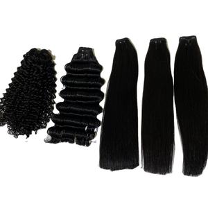 Extensions de cheveux indiens de haute qualité cuticule alignée vague bouclée droite naturelle main douce vendeurs en gros couleur noire naturelle - Product Image 1