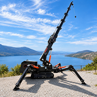 Grue araignée pliable télécommandée homologuée CE EPA, 10,8 m, petite grue araignée sur chenilles avec nacelle, flèche de levage et ventouse pour verre