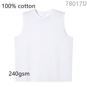 Camiseta Formal sin mangas de algodón 100% de gran tamaño para hombre, camiseta sin mangas con botones de peso pesado y cuello hueco, chaleco holgado para gimnasio, impresión personalizada - Product Image 6