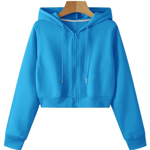 Wholesale OEM Active Hooded <b>Velour</b> Women Winter Sport Long Sleeve Zipper Drop-shoulder <b>Hoodie</b> Front 100% Cotton Streetwear - Product Image 1