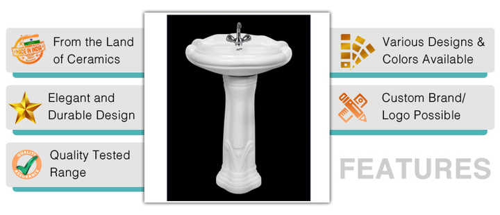 2024 Top Most Selling Oval Shaped Glossy Finished White Ceramic Hand Wash Basin Pedestal Sinks for Wholesale Buyers